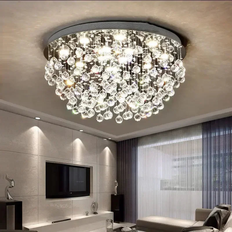 lustre à led avec boules de cristal pour intérieur moderne - vue 3 sur 12
