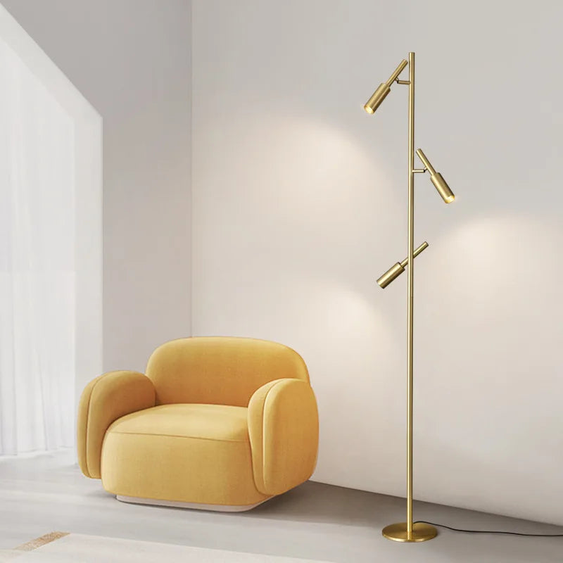 lampadaire moderne en laiton et cuivre pour lecture et étude - vue 4 sur 8