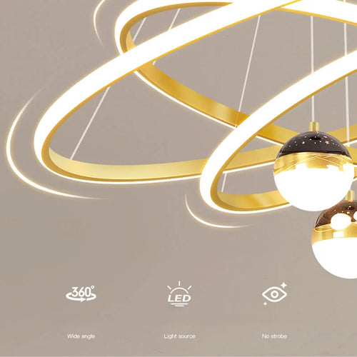 Lustre led anneaux circulaires étoile homedero - vue 7 sur 6