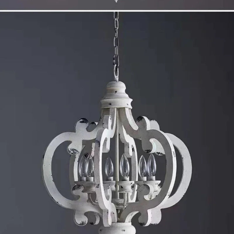 lustre en bois massif style rétro pour une ambiance nostalgique - vue 5 sur 7