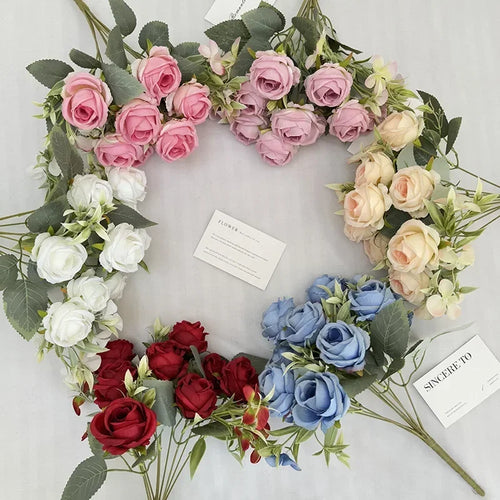 bouquet de roses artificielles en soie pour décoration intérieure - vue 3 sur 14