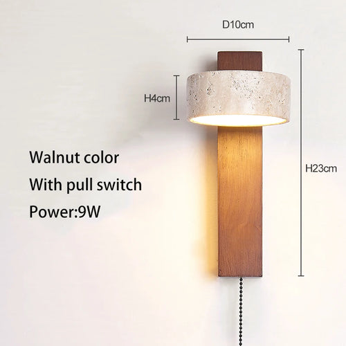 Applique murale bois noyer LED/interrupteur rotatif - vue 10 sur 9