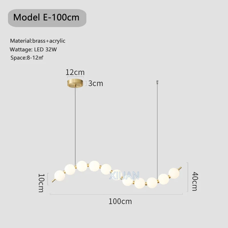 lustre suspension en acrylique blanc avec perles - vue 12 sur 16