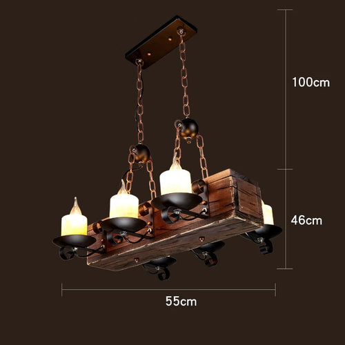 lustre rétro en bois style industriel pour café et restaurant