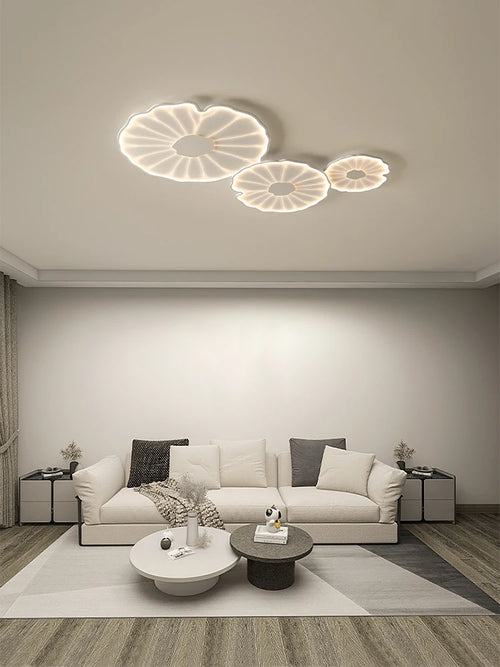 plafonnier led créatif en forme de feuille de lotus décoratif - vue 2 sur 18