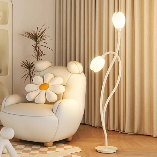 lampe de sol à led double tête en forme de fleur - vue 2 sur 8