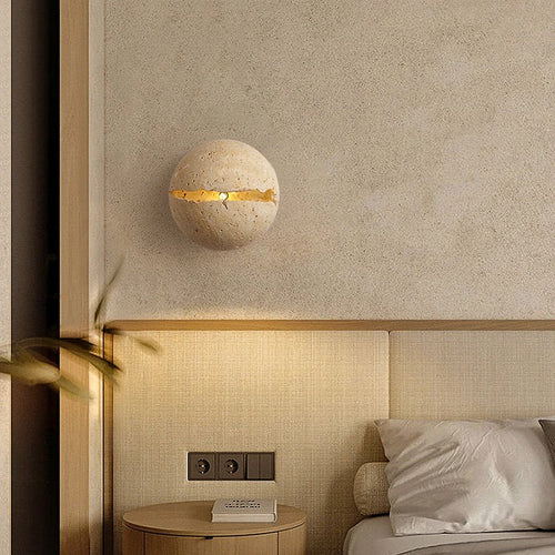 Applique murale boule Wabi Sabi naturel jaune grotte pierre salon couloir escalier chez l'habitant hôtel Led décoration chaude - vue 2 sur 6