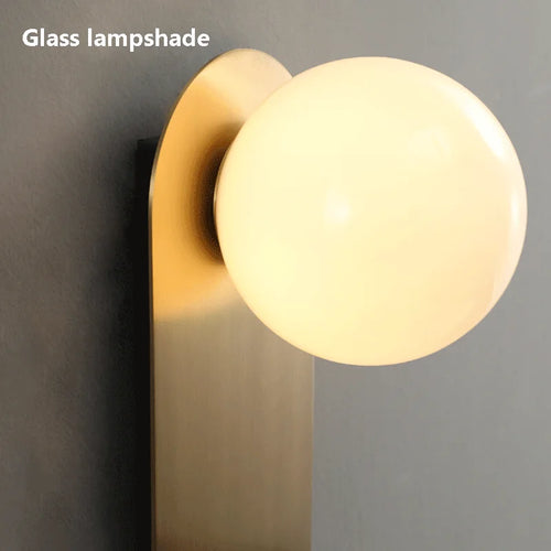 applique murale nordique dorée en cuivre avec boule de verre led - vue 6 sur 6