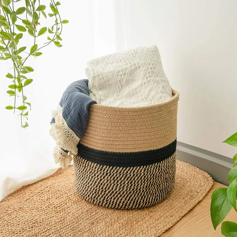 panier en corde de coton pour plantes et rangement intérieur - vue 2 sur 12