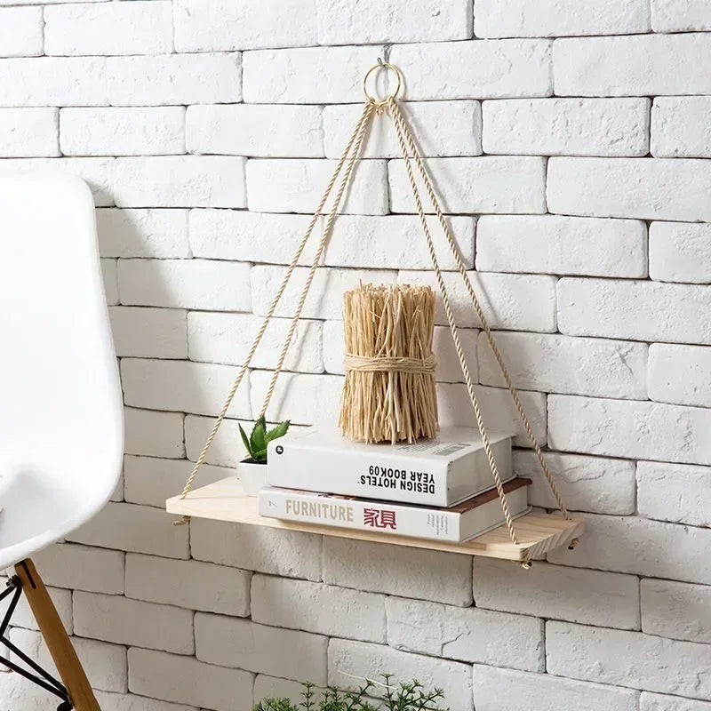 balançoire murale en corde et bois pour décoration nordique - vue 1 sur 13