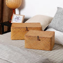 panier de rangement tissé avec couvercle pour bijoux et objets divers