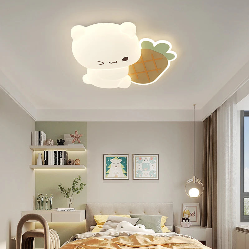 plafonnier led ours cartoon motif fruits pour enfants - vue 5 sur 12
