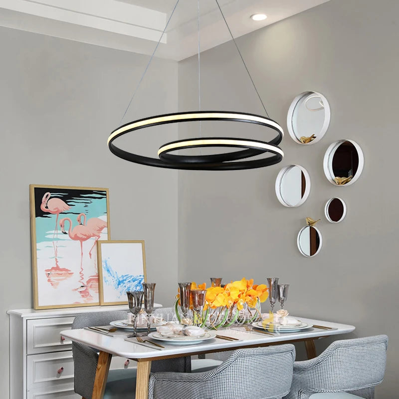Suspension modernes à Led de couleur noir et blanc - vue 4 sur 8
