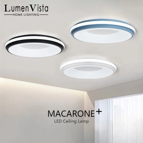 LED Nordique Macaron Plafonnier Moderne Créatif Couleur Circulaire Luminaire Chambre Chambre D'enfant Salon Lampe À La Maison - vue 2 sur 12