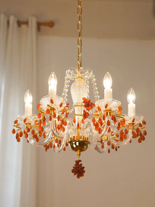 lustre en cristal pour éclairage de jardin et restaurant - vue 4 sur 7