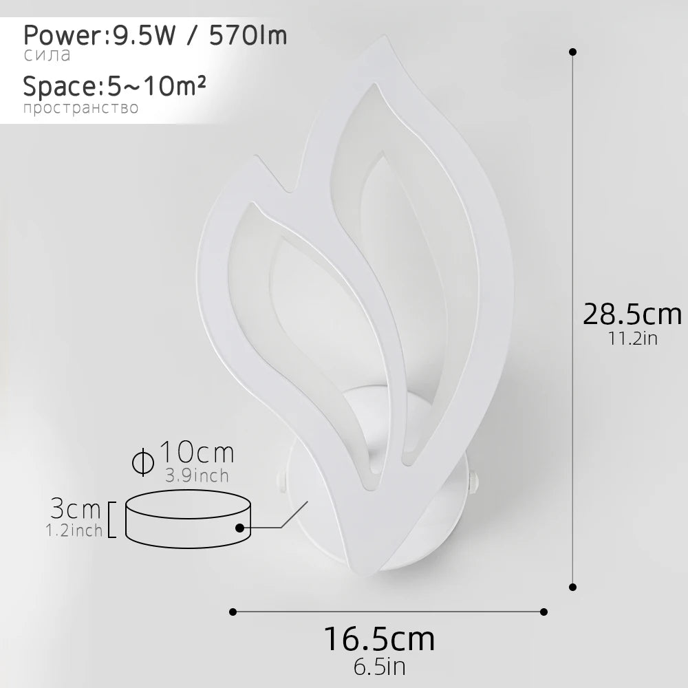 applique murale led moderne en forme de feuille pour éclairage intérieur - vue 6 sur 8