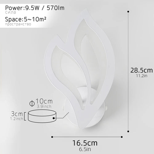 applique murale led moderne en forme de feuille pour éclairage intérieur - vue 7 sur 8
