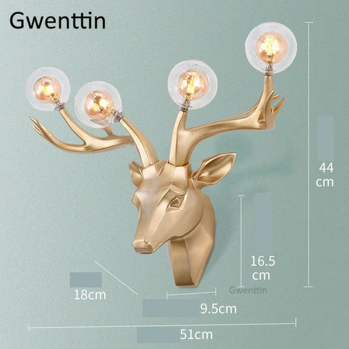 applique murale moderne en résine bois de cerf à led - vue 6 sur 9