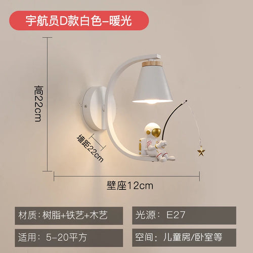 applique murale dessin animé astronaute lampe led pour enfants - vue 11 sur 13