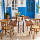 Chemin de table bohème motifs aztèques beige pompons