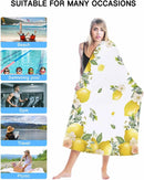 Serviette de bain microfibre motif citron floral plage