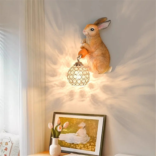 applique murale lapin en résine style pastoral créatif pour décoration maison - vue 3 sur 8