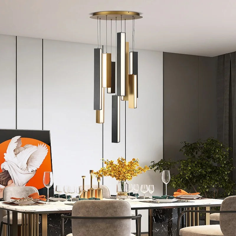 lustre nordique led en acier inoxydable pour restaurant - vue 3 sur 10