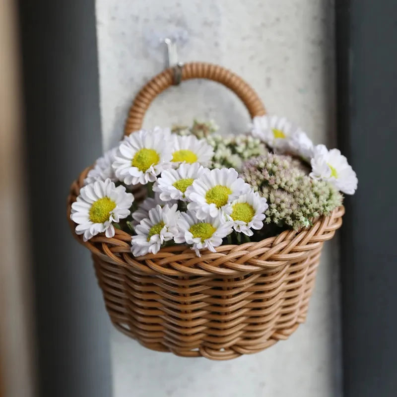 panier de rangement tissé à suspendre mural portable - vue 4 sur 9