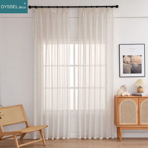 Rideau moderne rayé style lin pour salon chambre - vue 4 sur 7