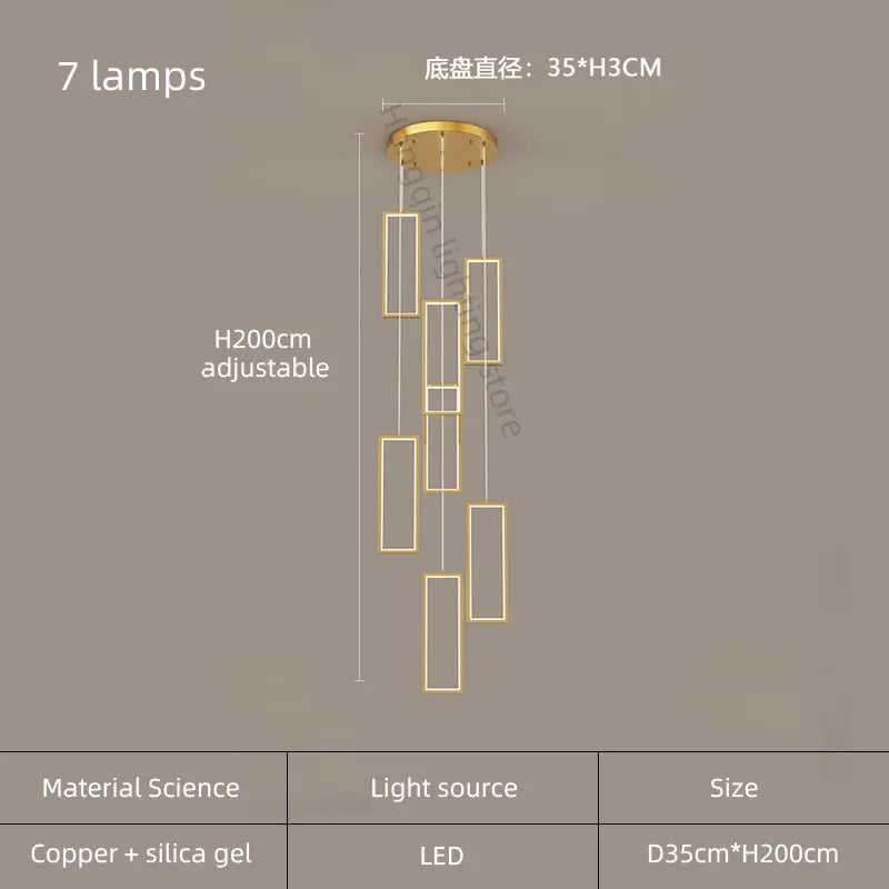 lustre moderne en cuivre avec éclairage LED design élégant - vue 13 sur 24