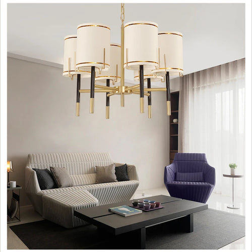 Lustre design luxe Cuivre avec abat-jour style américain - vue 6 sur 6