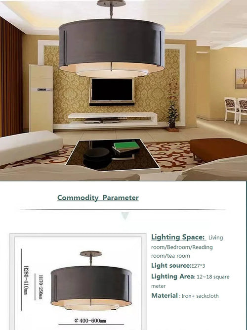 plafonnier led chinois en tissu artistique lampe décorative douce - vue 8 sur 8