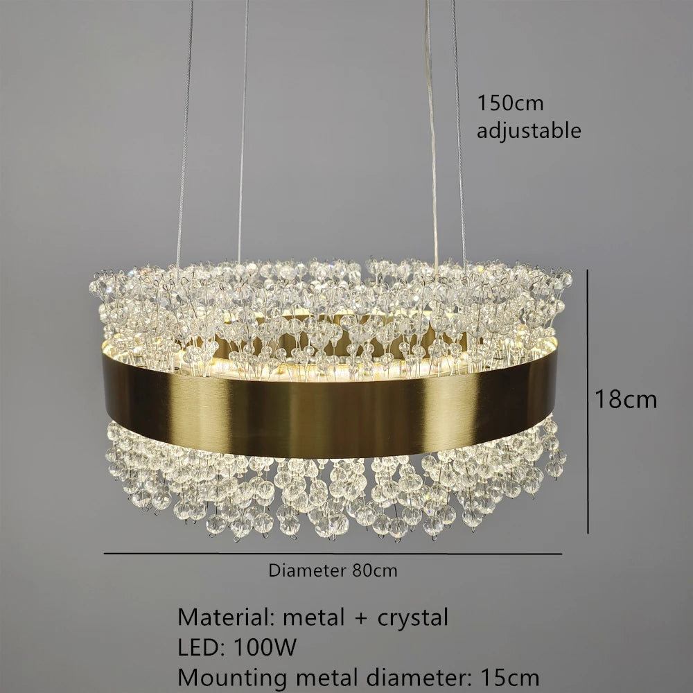 lustre led en cristal moderne hauteur réglable décoration maison - vue 11 sur 12