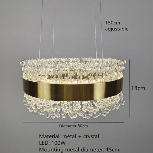 lustre led en cristal moderne hauteur réglable décoration maison - vue 12 sur 12