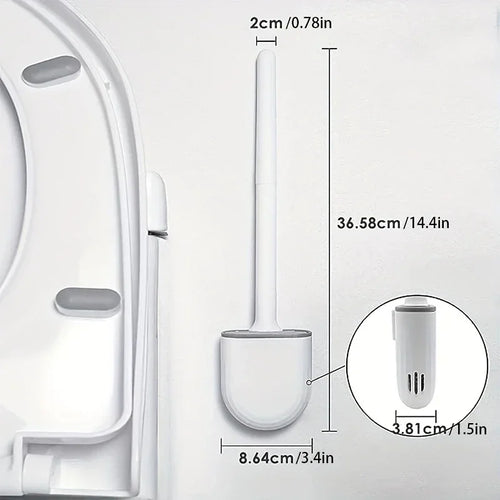 brosse de toilette suspendue en silicone avec support séchage rapide - vue 4 sur 11
