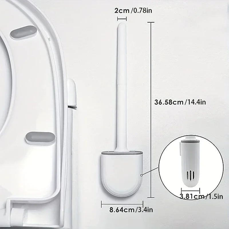 brosse de toilette suspendue en silicone avec support séchage rapide - vue 3 sur 11