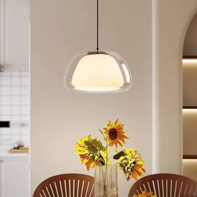 suspension en verre double couche style danois pour intérieur élégant - vue 2 sur 18