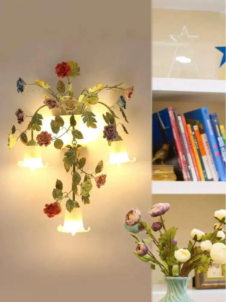 applique murale en métal avec fleurs et herbes décoratives - vue 6 sur 8