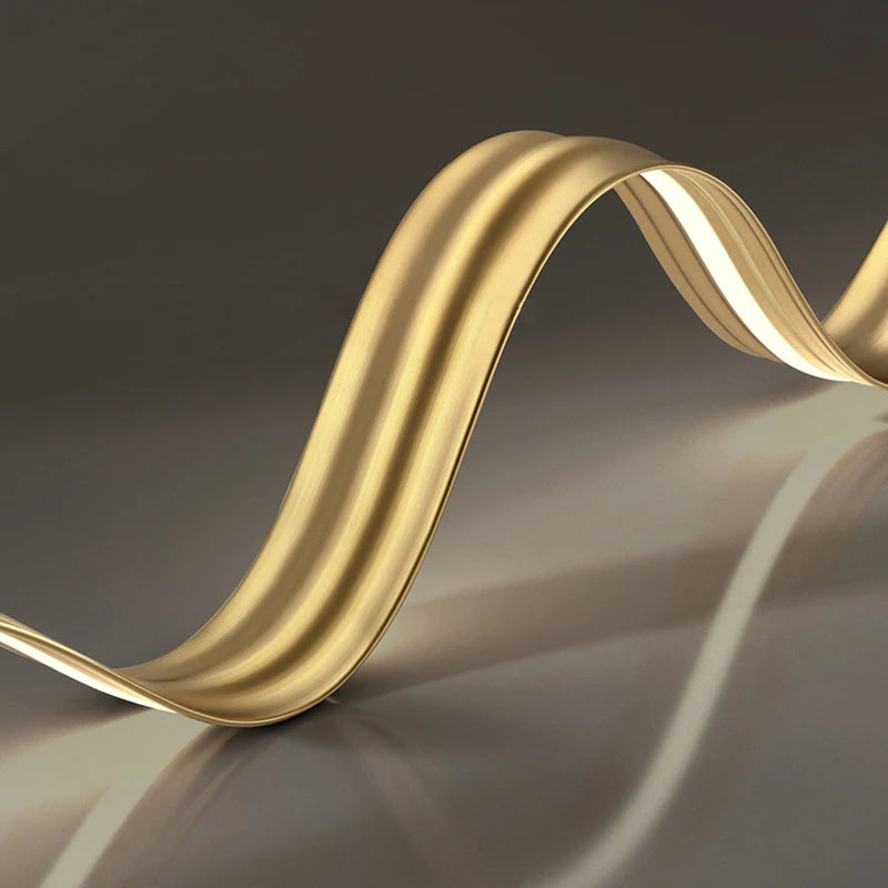 lustre led en cuivre moderne avec design à vagues - vue 4 sur 8