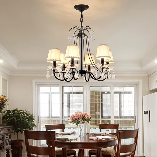 lustre rétro en fer et cristal style américain créatif - vue 3 sur 12