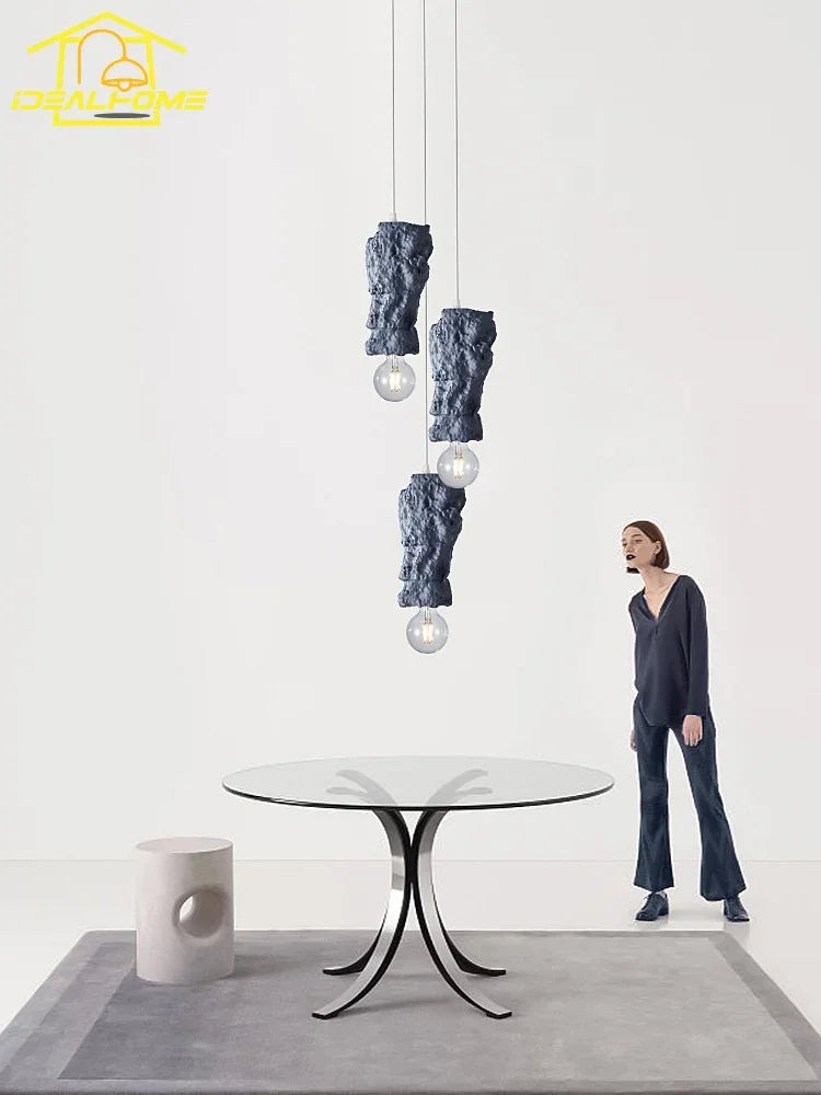 suspension en résine wabi-sabi luminaire décoratif intérieur - vue 4 sur 9