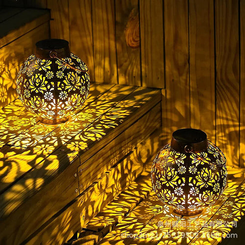 lanterne solaire à led en fer forgé pour jardin décoratif - vue 2 sur 8
