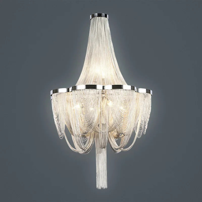Lustres argentés modernes allumant le lustre de luxe de salon avec les lumières de gland en aluminium de chambre à coucher de frange d'or pour la cuisine - vue 3 sur 8