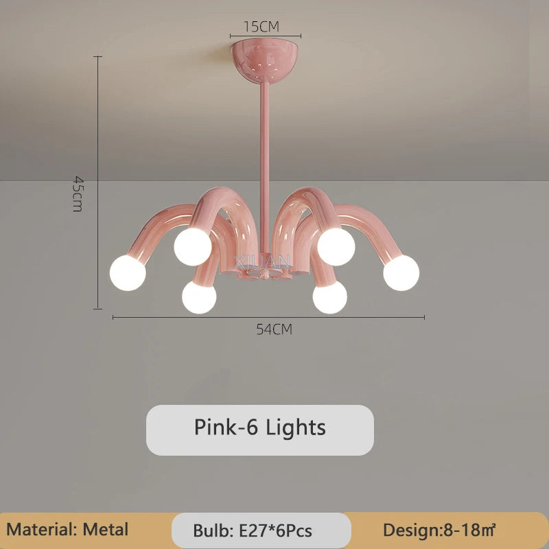 lustre romantique en métal avec conduite d'eau led pour intérieur