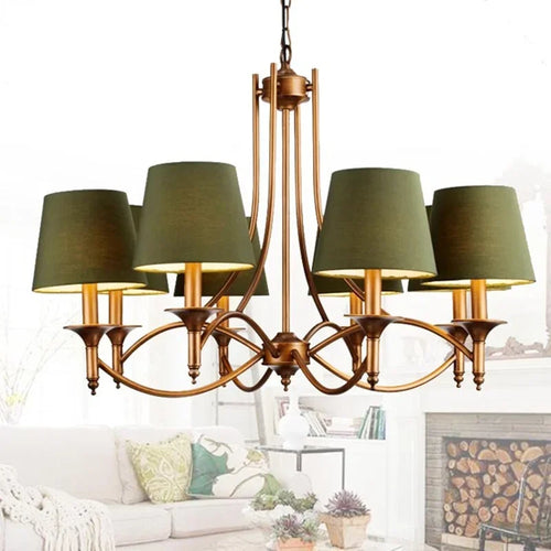 Lustre Moderne Bronze Métal Led Éclairage Salon Décor Led Tissu - vue 3 sur 17