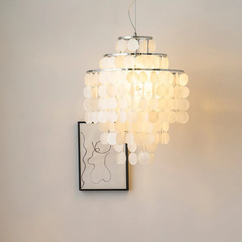 lustre rétro en coquillage pour décoration intérieure moderne - vue 5 sur 13