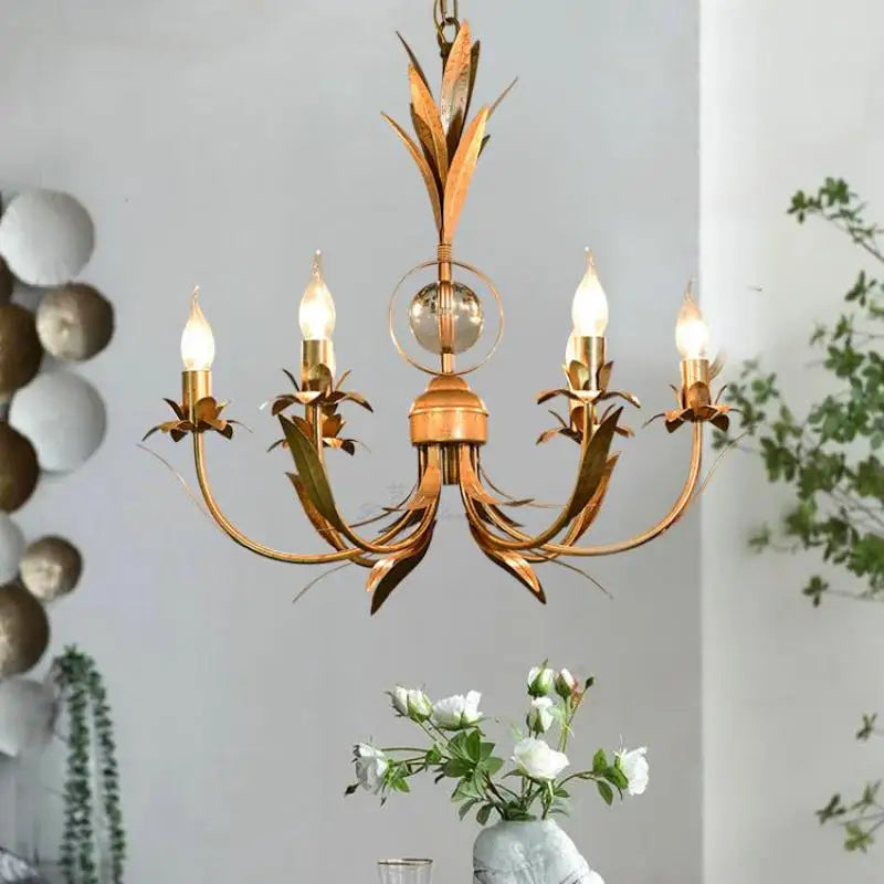 lustre en fer vintage rétro à 6 bras pour éclairage nostalgique - vue 4 sur 7