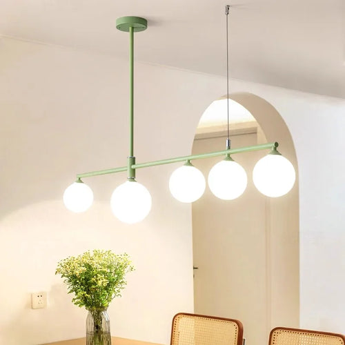 Pastoral Dining Table Pendant Lamps Long Hanging Light for Living Room Kitchen Restaurant Chandelier Fixtures Milky White Glass - vue 2 sur 12