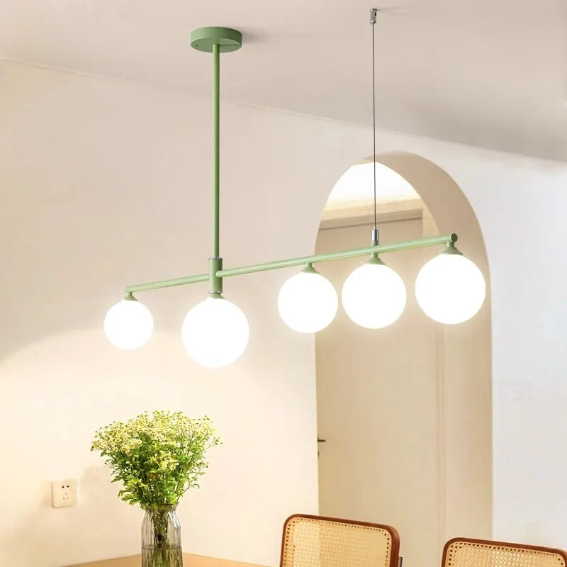 Pastoral Dining Table Pendant Lamps Long Hanging Light for Living Room Kitchen Restaurant Chandelier Fixtures Milky White Glass - vue 1 sur 12