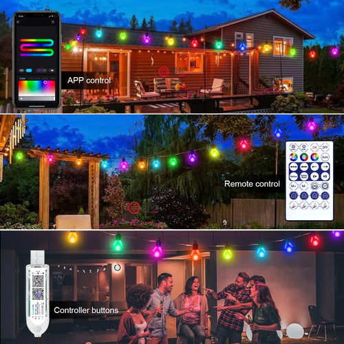 guirlande lumineuse led extérieure étanche bluetooth 25 ampoules décoratives - vue 7 sur 6